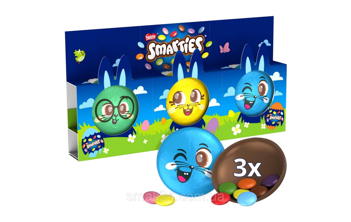Шоколад c начинкой из драже в цветной глазури Smarties Nestle 3шт 55,5г Швейцария