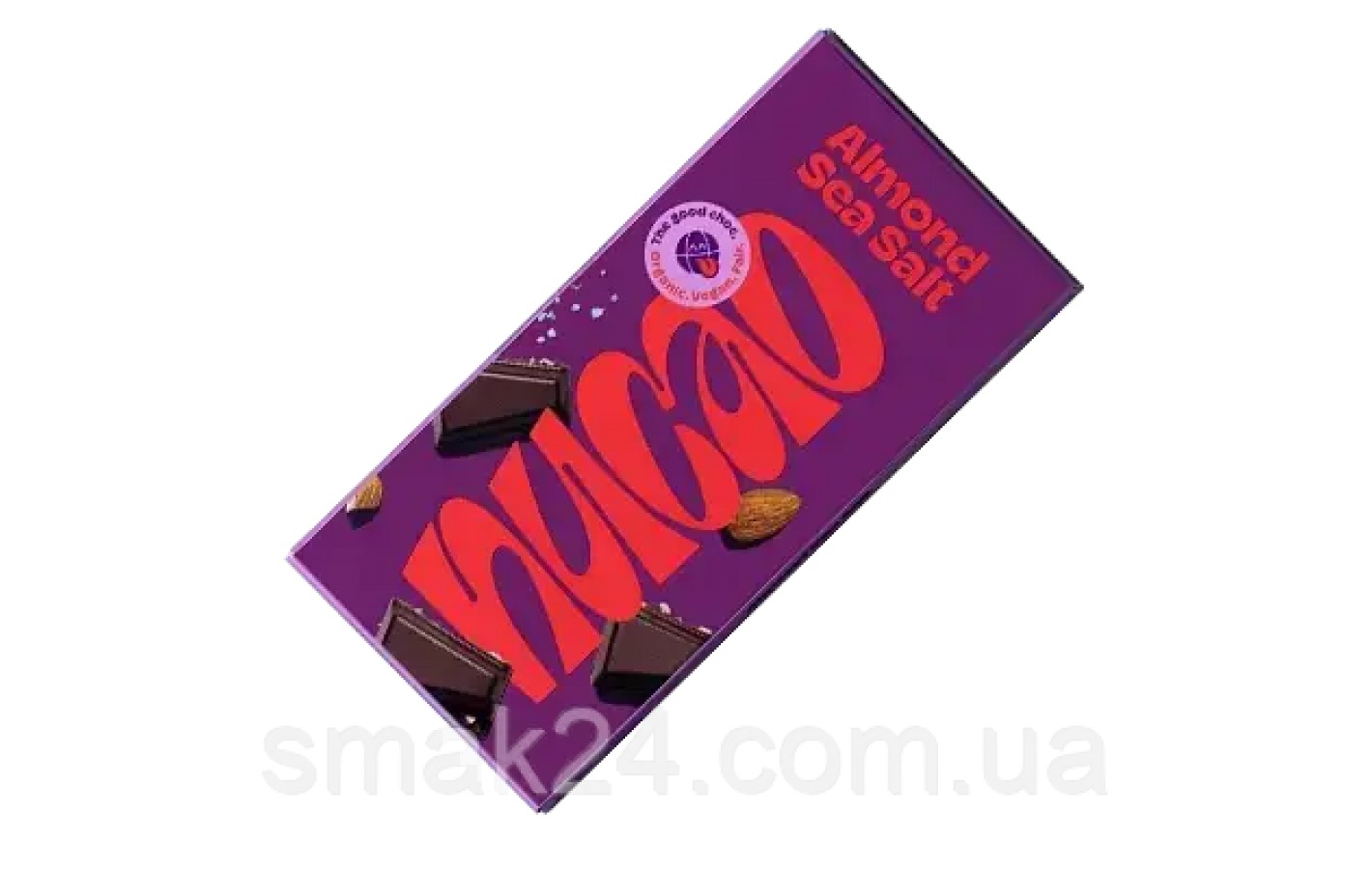 Шоколад чорний із мигдалем і морською сіллю 64% какао Nucao Almond Sea Salt 85 г Німеччина
