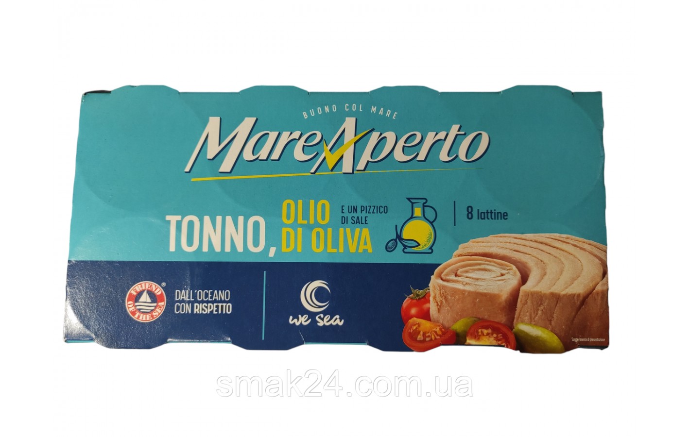 Тунець шматком в оливковій олії Mare ApertoTonno all Olio di Oliva (8х70 г) 560 г Італія