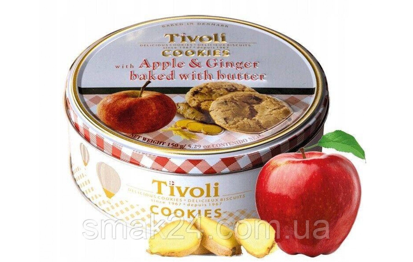 Печиво зі смаком яблука та імбиру Tivoli Danish Cookies Appleand Ginger with Butter у ж/б 150 г Данія