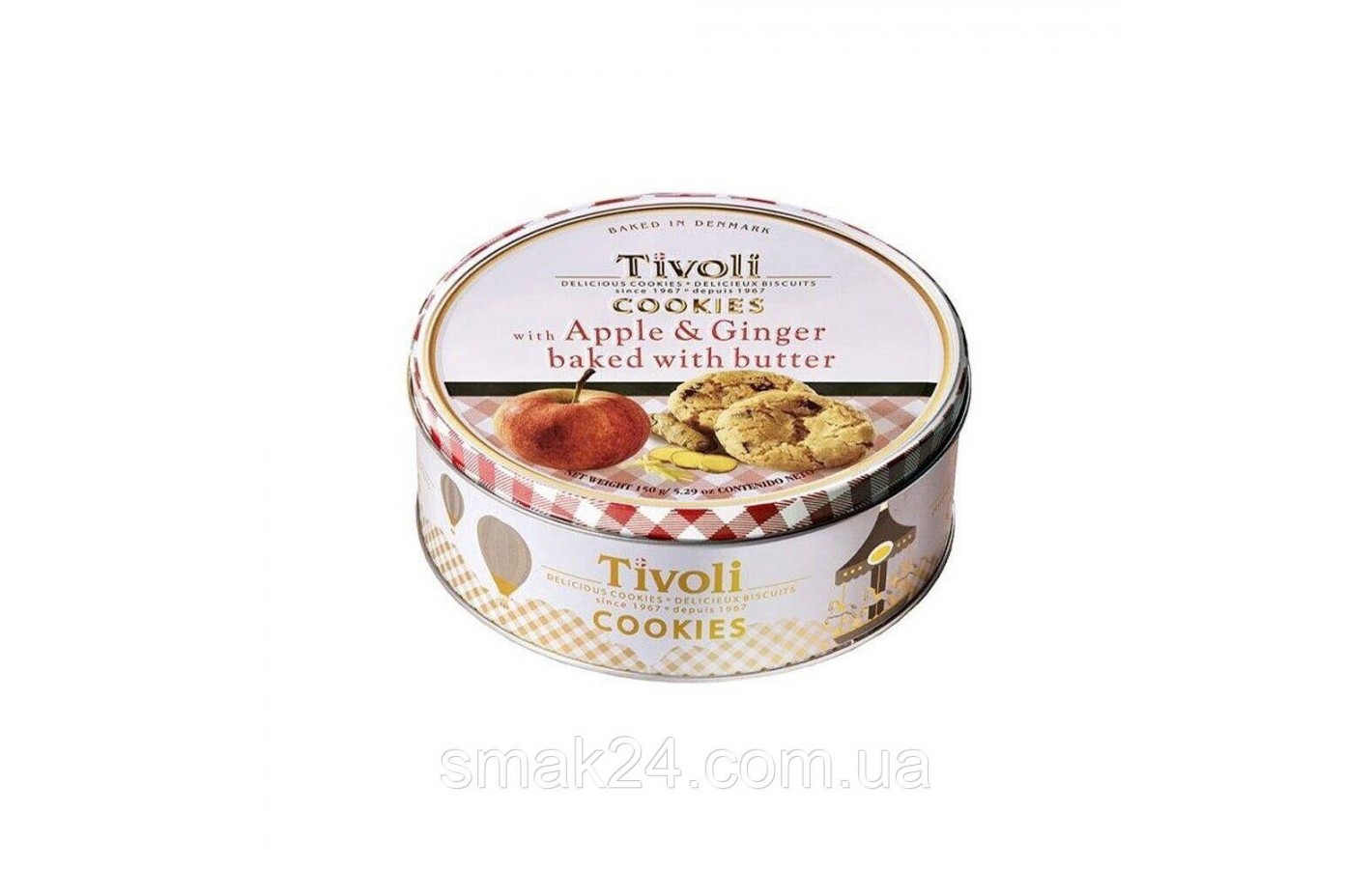 Печиво зі смаком яблука та імбиру Tivoli Danish Cookies Appleand Ginger with Butter у ж/б 150 г Данія