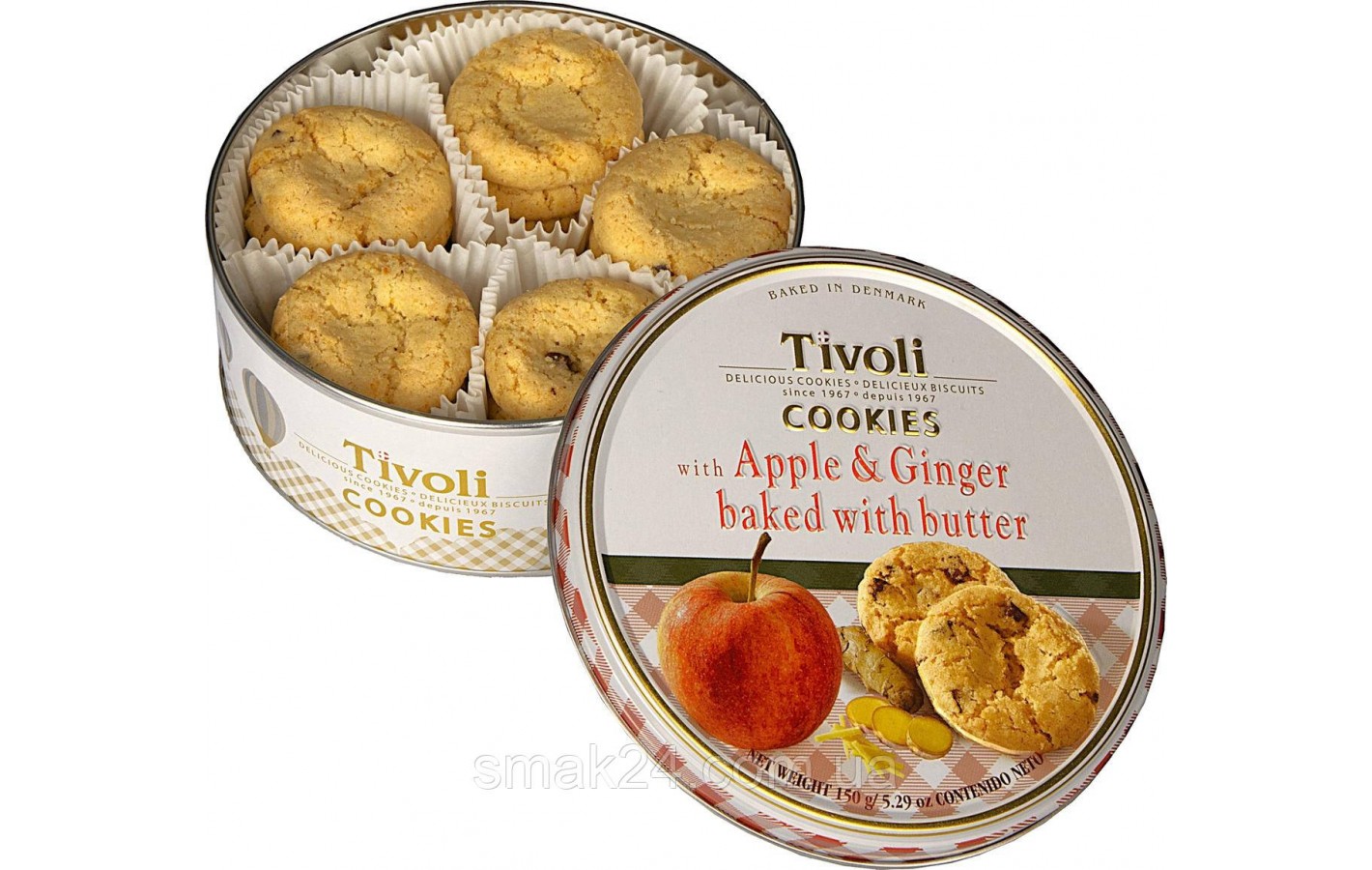 Печиво зі смаком яблука та імбиру Tivoli Danish Cookies Appleand Ginger with Butter у ж/б 150 г Данія