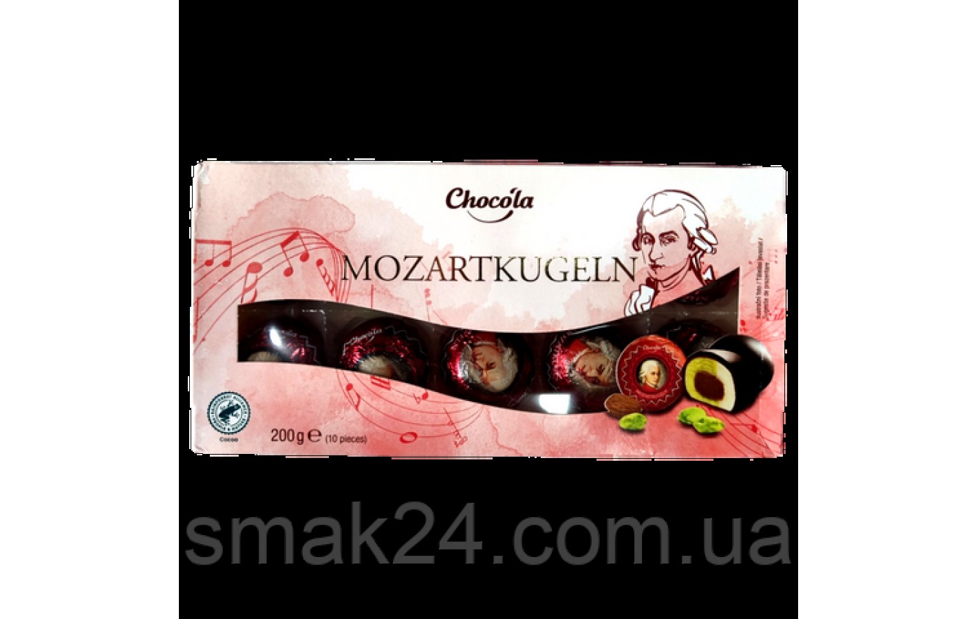 Конфеты марципановые с фисташкой в черном шоколаде Chocola Mozartkugeln 200г Германия