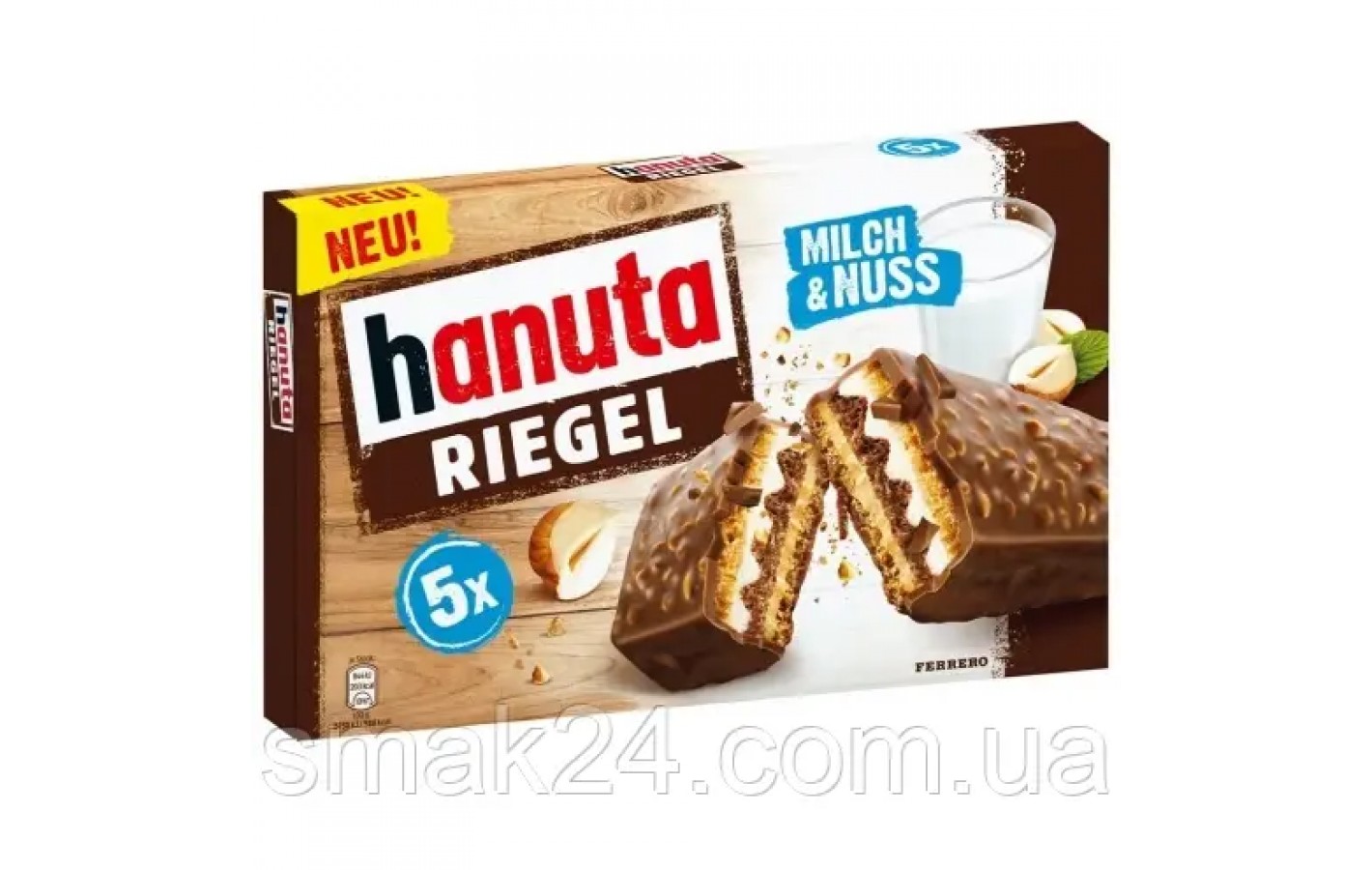 Вафельний батончик Ханута молоко и фундук Hanuta milch&nuss 5*34,5г 172г Италия