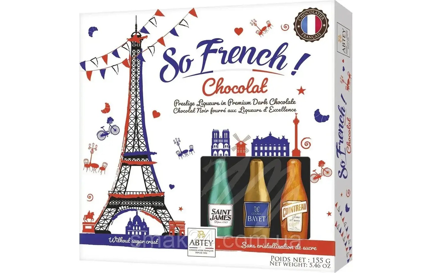 Конфеты шоколадные Бутылочки с ликером Abtey So French! Chocolat Liqueurs 155г Франция