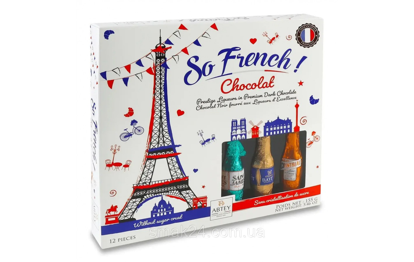 Конфеты шоколадные Бутылочки с ликером Abtey So French! Chocolat Liqueurs 155г Франция