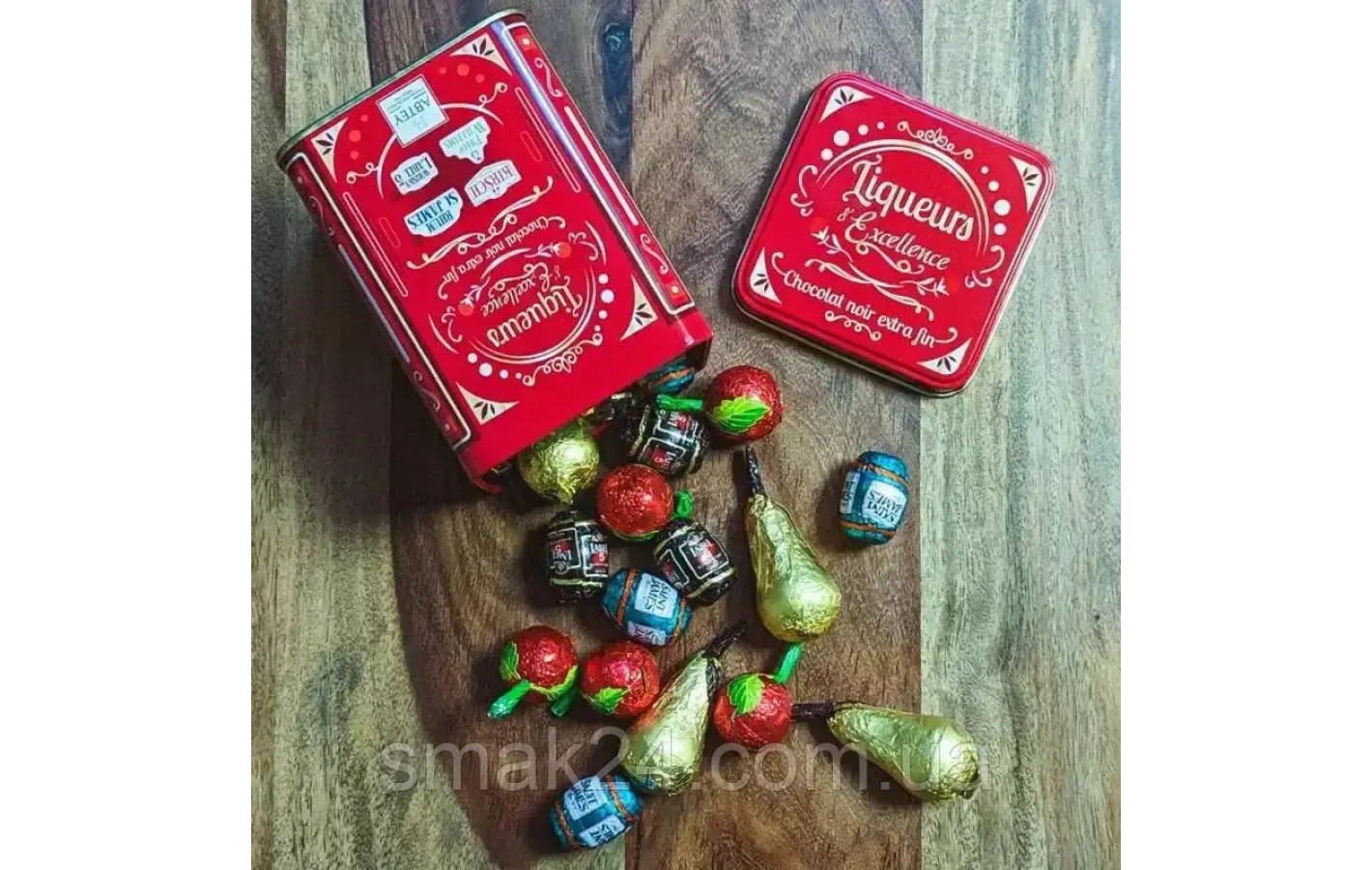 Шоколадні цукерки з преміальними лікерами Abtey Liqueurs d'Excellence tin of liqueurs in dark 250г Франция