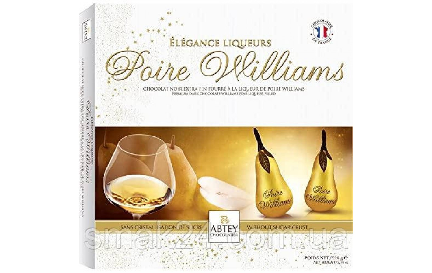 Конфеты из Черного шоколада Груша с Ликером Poire Williams Abtey 220 г  Франция