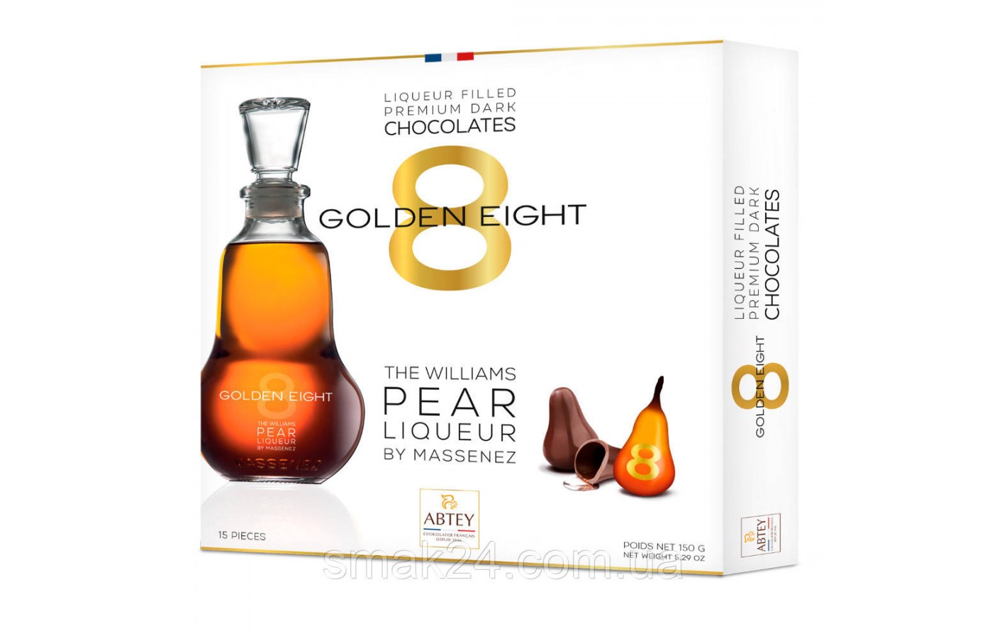 Конфеты из Черного шоколада Груша с Ликером Golden Eight Poire Williams Abtey 150 г  Франция