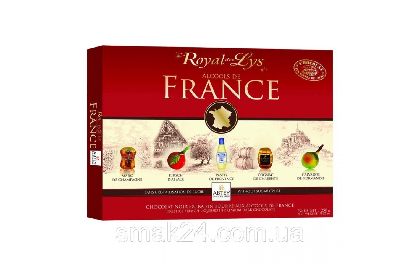 Конфеты шоколадные  Abtey Royal des Lys Alcools de France 250г Франция