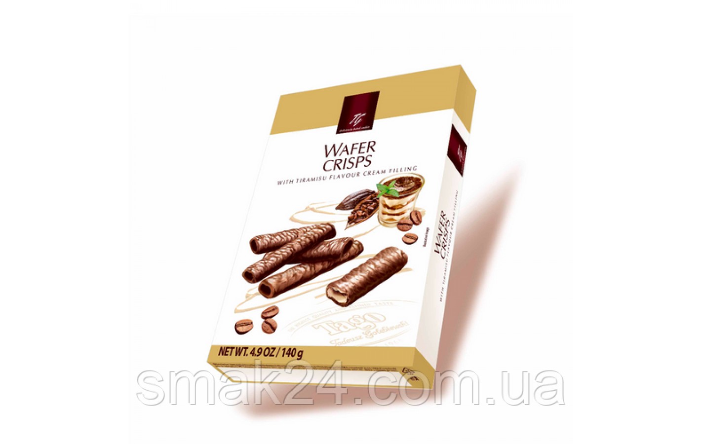 Вафельные трубочки в молочном шоколаде с кремом Тирамису Tago Crisps Tiramisu flavour 140г Польша
