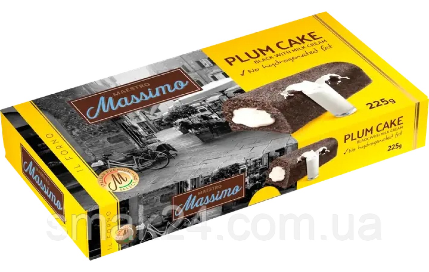 Тістечко бісквітне з какао та молочним кремом Maestro Massimo Plum Cake Black 225 г (5 шт.) Італія