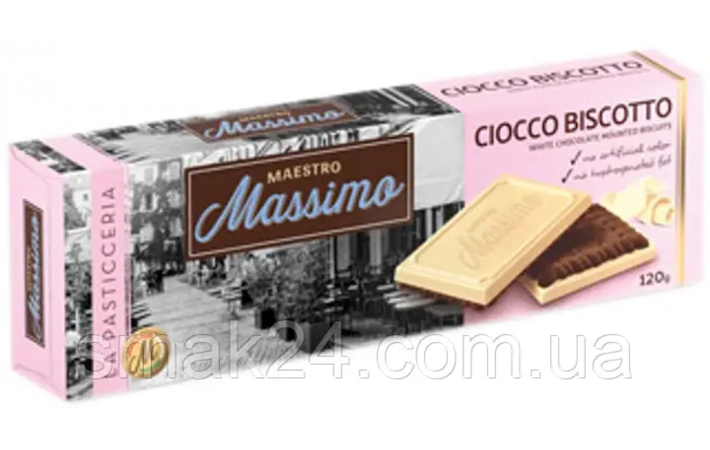 Печиво бісквітне з білим шоколадом Maestro Massimo Ciocco Biscotto White 120 г Італія