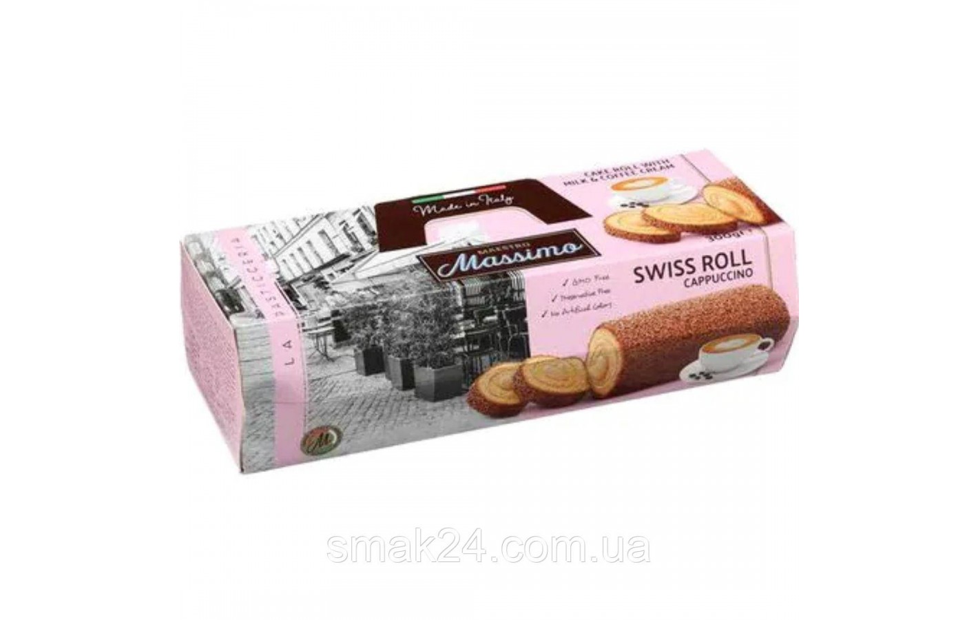 Рулет бісквітний кремом тірамісу Maestro Massimo Swiss Milk & Coffee Cream 300 г Італія