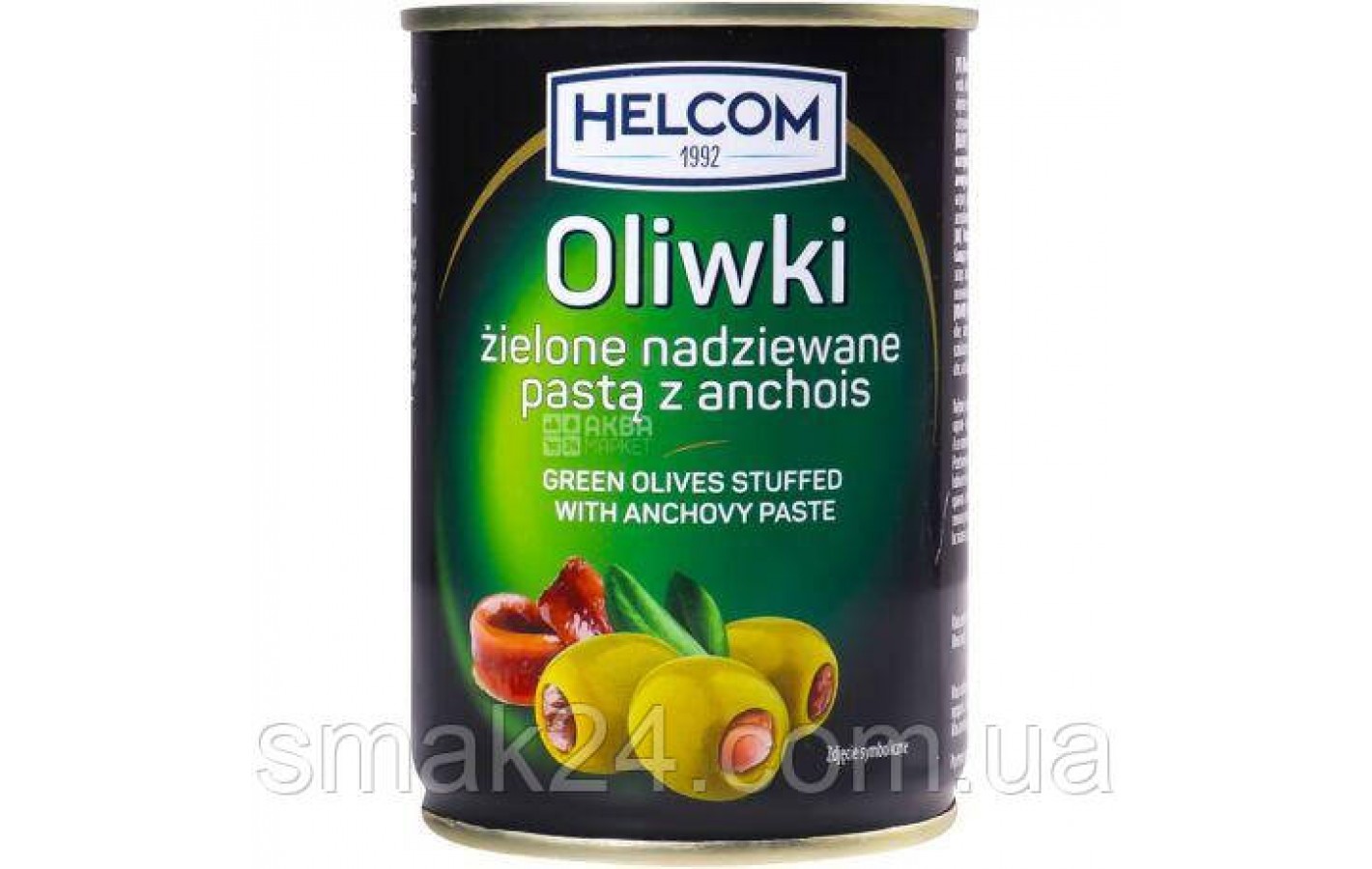 Оливки зеленые фаршированные пастой из анчоусов, Helcom 280 г Польша