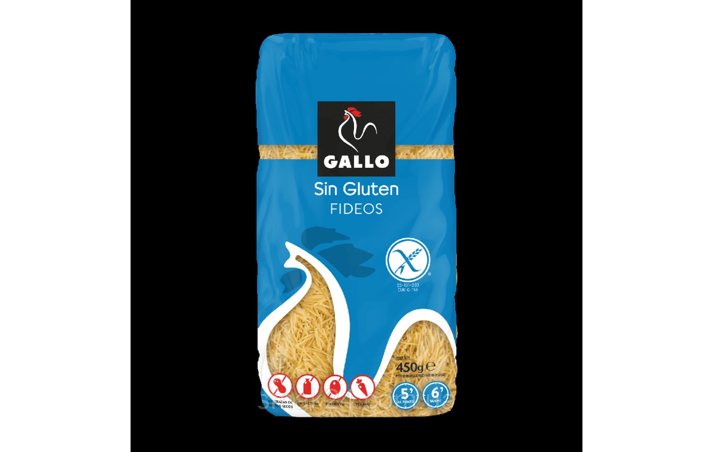 Макаронные изделия БЕЗ ГЛЮТЕНА, ЛАКТОЗЫ, ЯИЦ Вермишелька Gallo  Fideos 450 г Испания