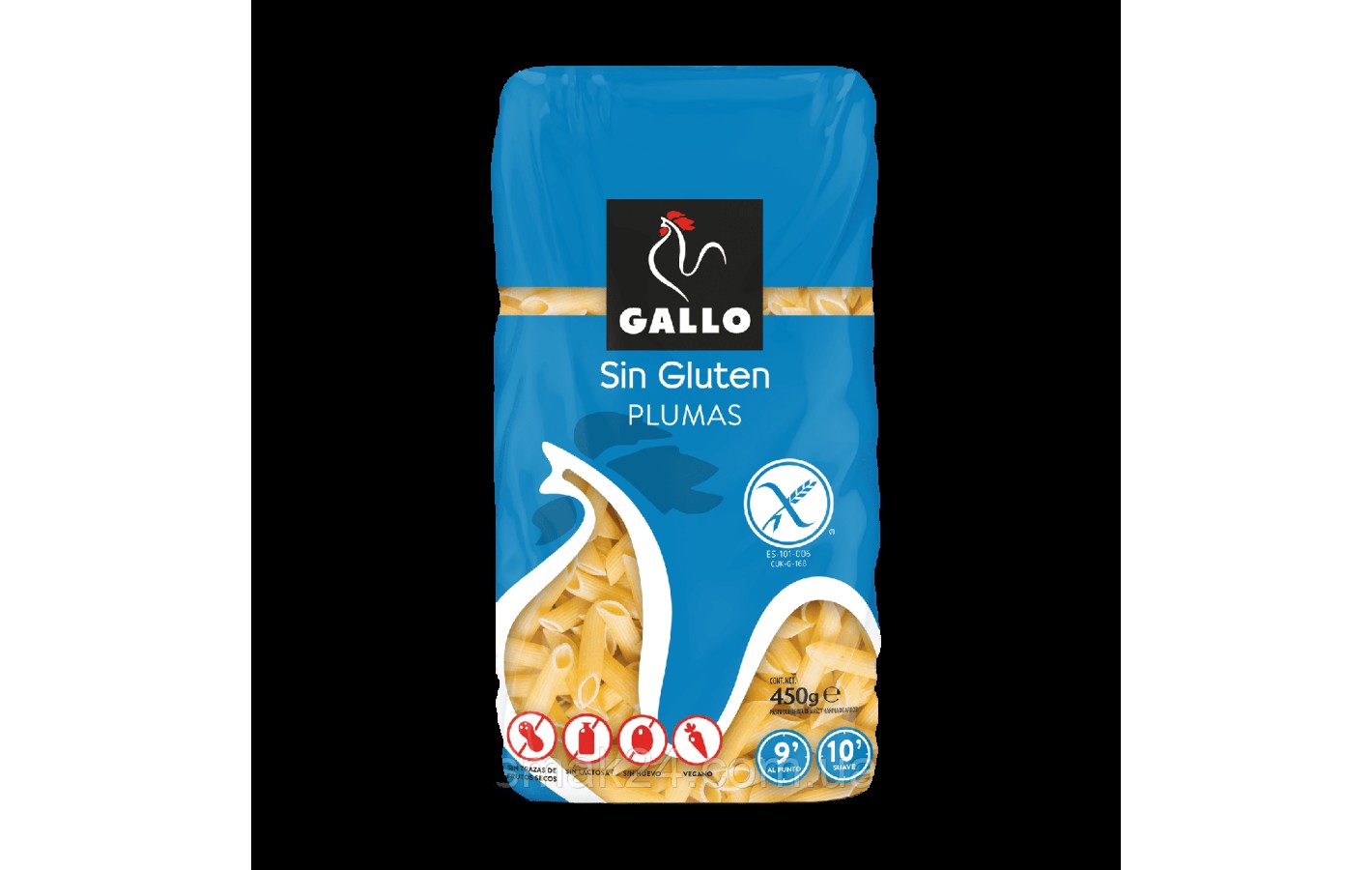Макаронные изделия БЕЗ ГЛЮТЕНА, ЛАКТОЗЫ, ЯИЦ Перья Gallo  Plumas  450 г Испания