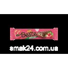 Вафельний батончик с кокосовой глазурью, кремом со вкусом клубники и какао-начинкой с арахисом 55г