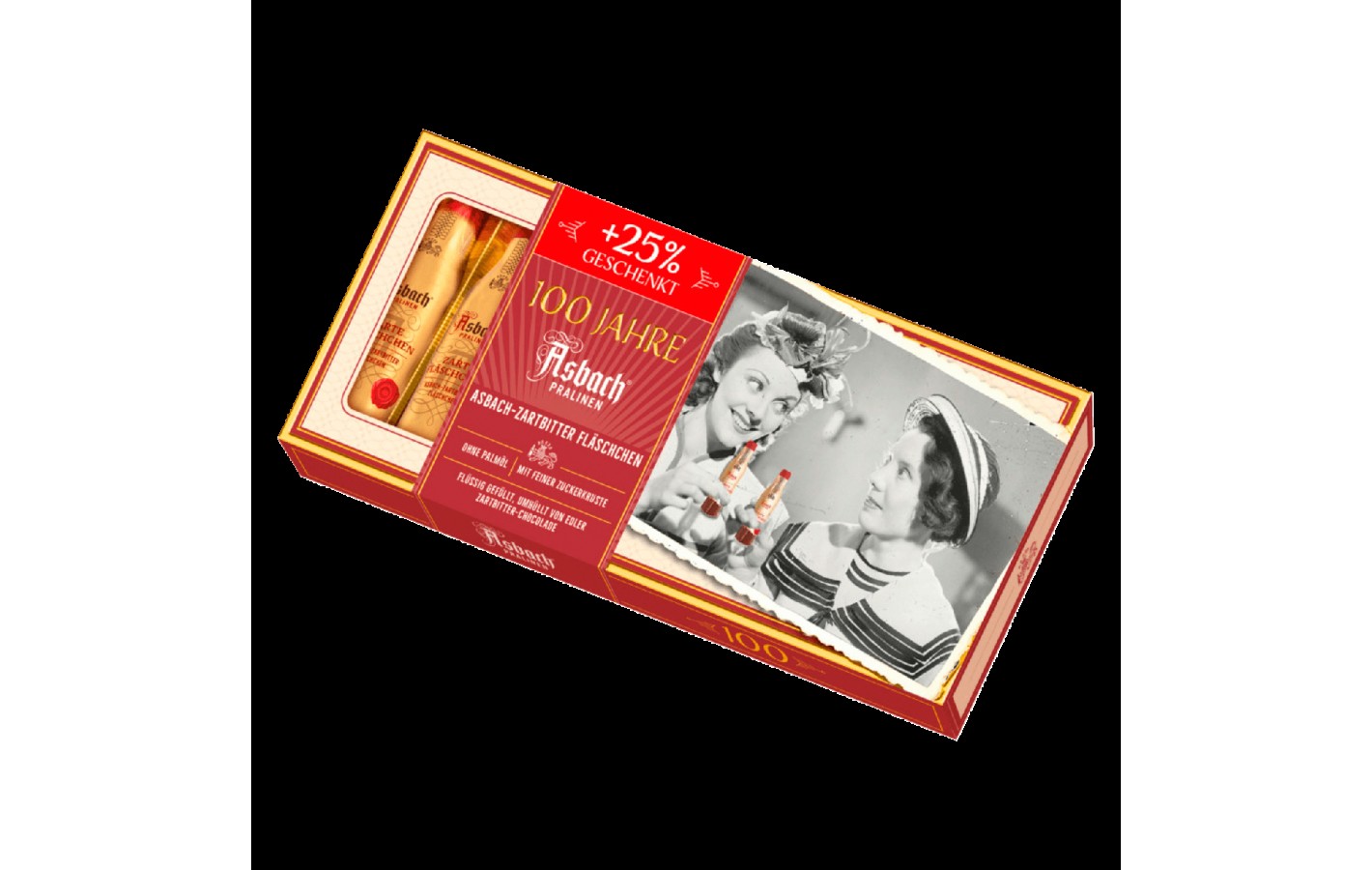Конфеты из темного шоколада с бренди Asbach Pralinen Zarte Fläschchen in Zartbitter-Chocolade 125г Германия