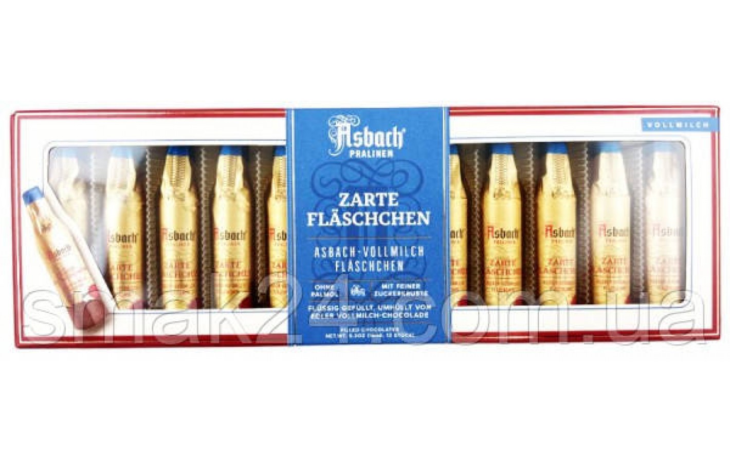 Конфеты из молочного шоколада с бренди Asbach Pralinen Zarte Fläschchen in Vollmilch-Chocolade 150г Германия