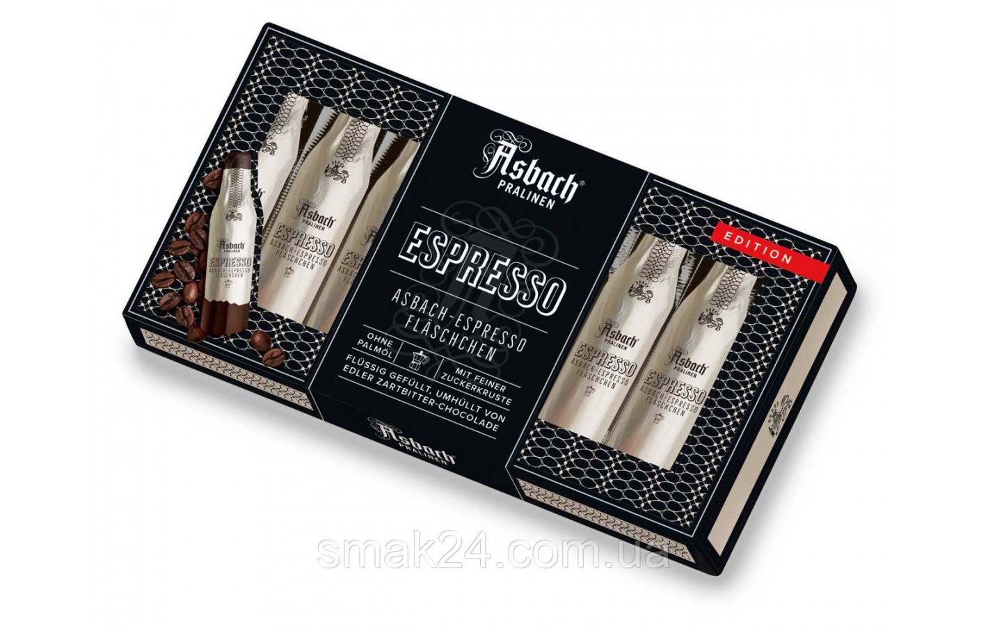 Конфеты из темного шоколада эспрессо-бренди Asbach-Espresso Fläschchen Zartbitter 100г Германия