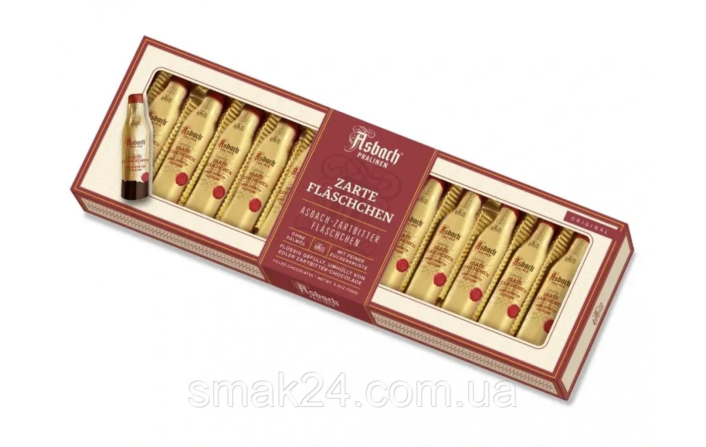 Конфеты из темного шоколада с бренди Asbach Pralinen Zarte Fläschchen in Zartbitter-Chocolade 150г Германия