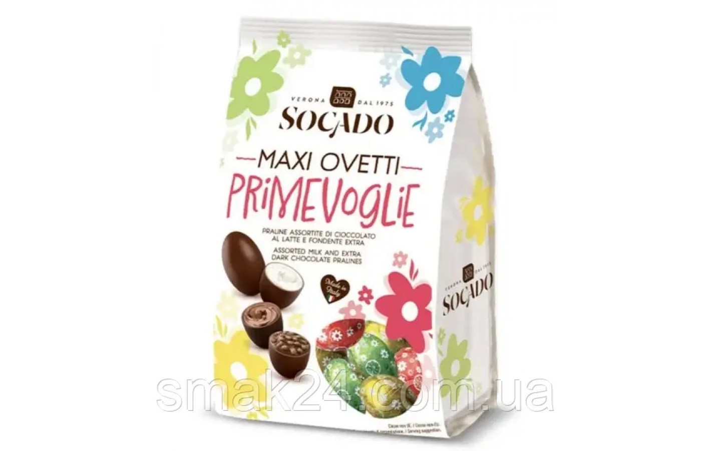 Конфеты шоколадные Яйца Ассорти Socado Maxi Ovetti Primevoglie 400г Италия