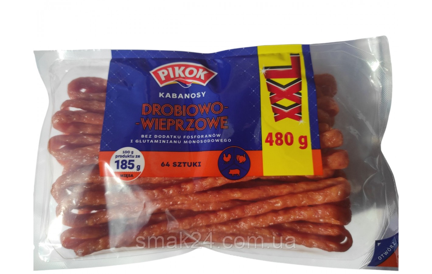 Ковбаски Кабаноски зі свинини Pikok KABANOSY 480 г Польща
