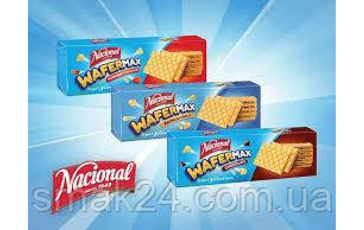 Вафлі молочні з полуничний смак NACIONAL Wafermax Strawberry 125 г Португалія