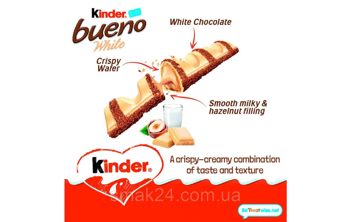 Шоколадный батончик в белом шоколаде Kinder Bueno White 19.5г Германия