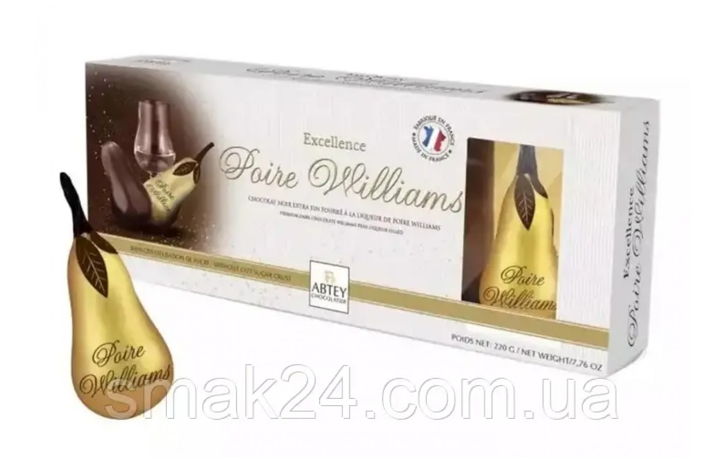 Конфеты из Черного шоколада Груша с Ликером Poire Williams Abtey 100г Франция
