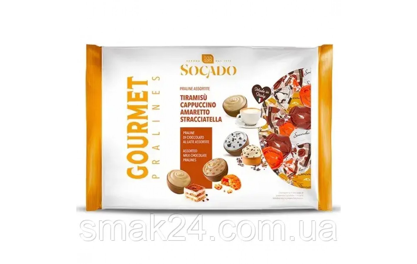 Конфеты шоколадные Ассорти Socado Moment Gourmet Praline (тирамису,амаретто,статичелла,капучино) 1 кг Италия