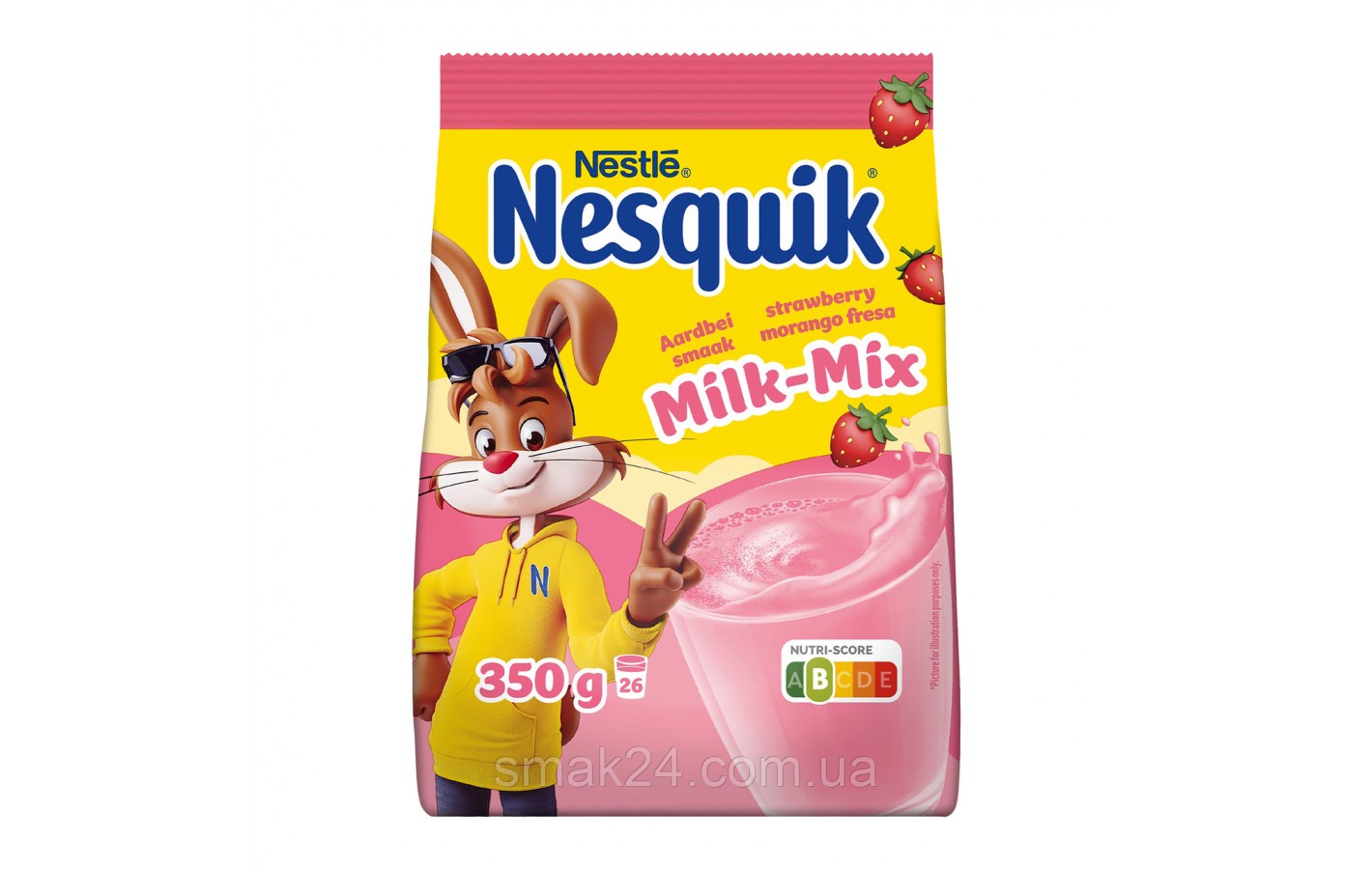 Какао-напиток клубничный Nesquik Erdbeer Milk-Mix Nestle 350г Германия
