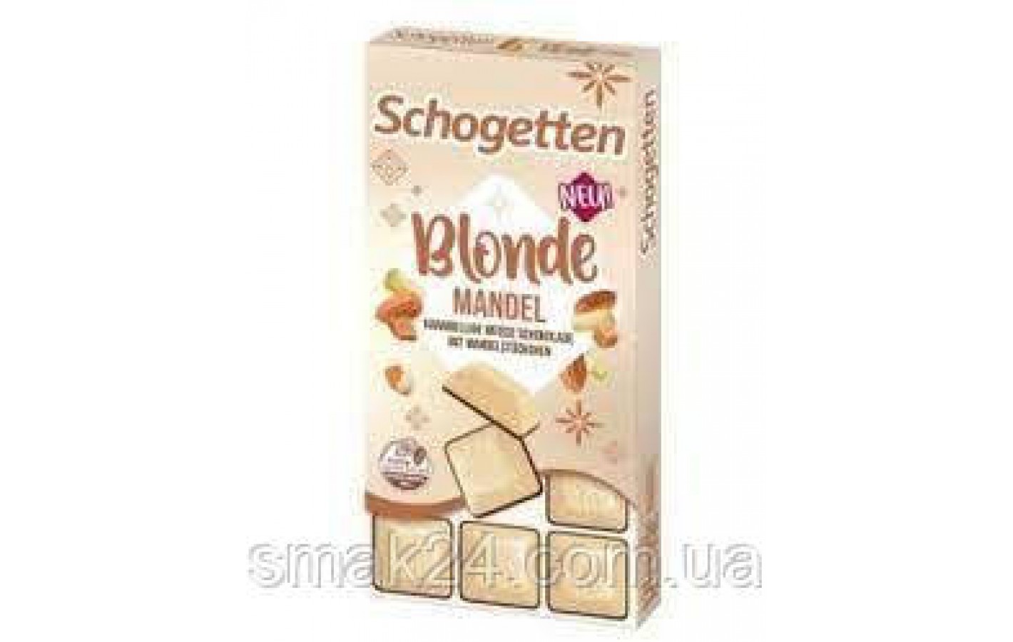 Шоколад белый с миндальной крошкой и карамелью Schogetten Blonde Almond Caramel Германия, 100г