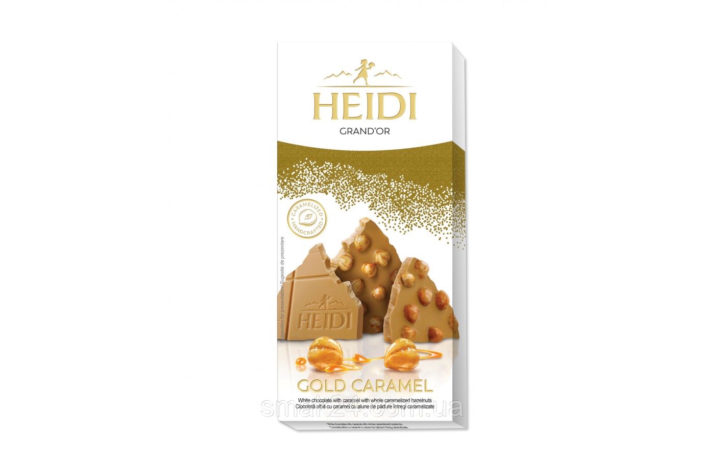 Шоколад белый с карамелью и цельным карамелизированным фундуком Heidi Grand'Or Gold Caramel 100г Румыния