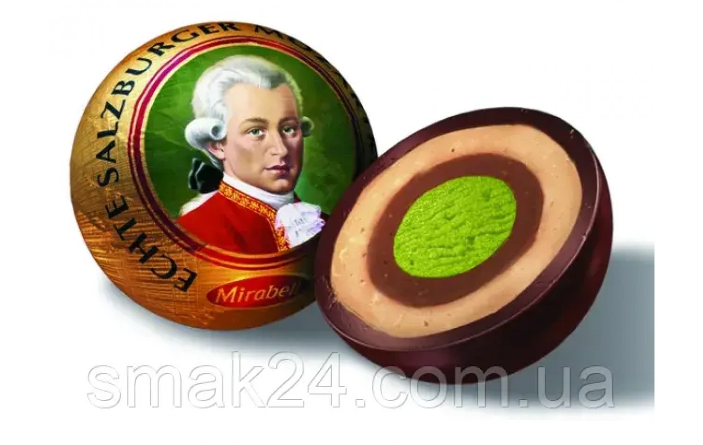 Конфеты марципановые с фисташковым пралине Mozart Kugeln Mirabell 42г (3х14г) Германия