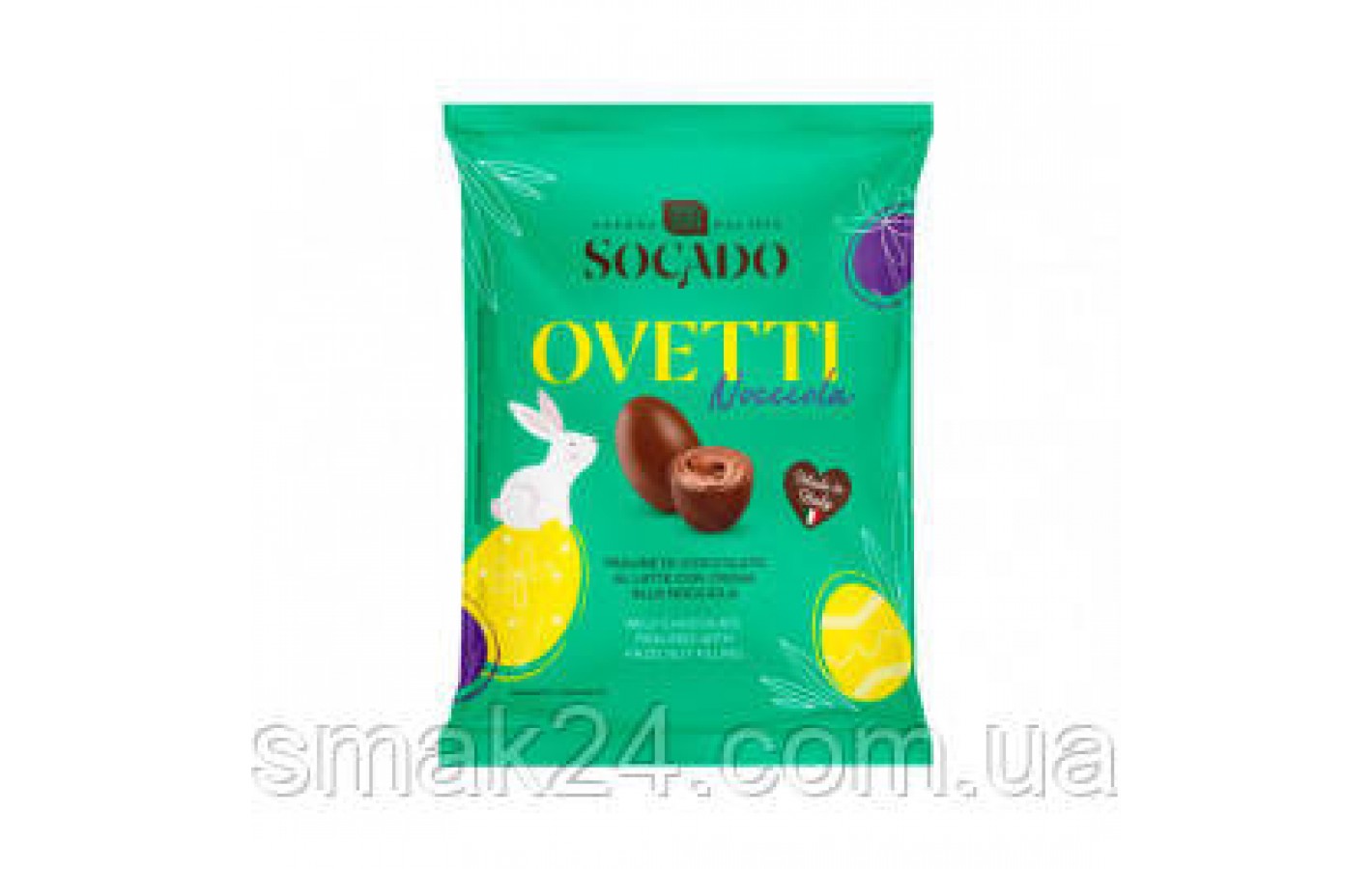 Конфеты шоколадные Яйца с ореховым пралине Socado Ovetti Primevoglie Nocciola110г Италия