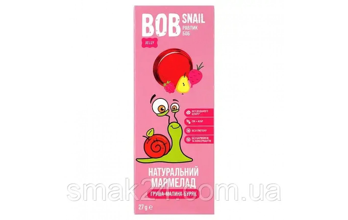 Фруктово-ягідно-овочевий мармелад Bob Snail Груша-Малина-Буряк 27 г