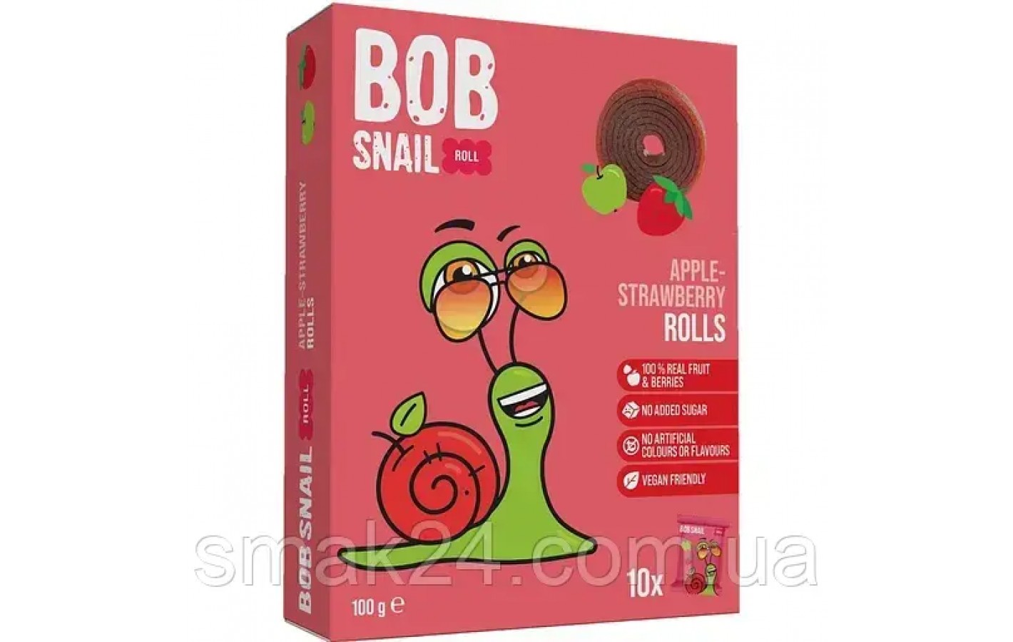 Цукерки фруктові яблучно-полуничні Bob Snail (10 шт. х 10 г) 100 г