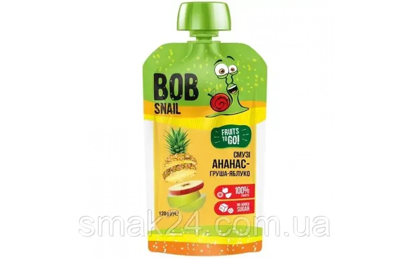 Смузи фруктовое Bob SnailАнанас-Груша-Яблуко, пастеризованное, 120 г