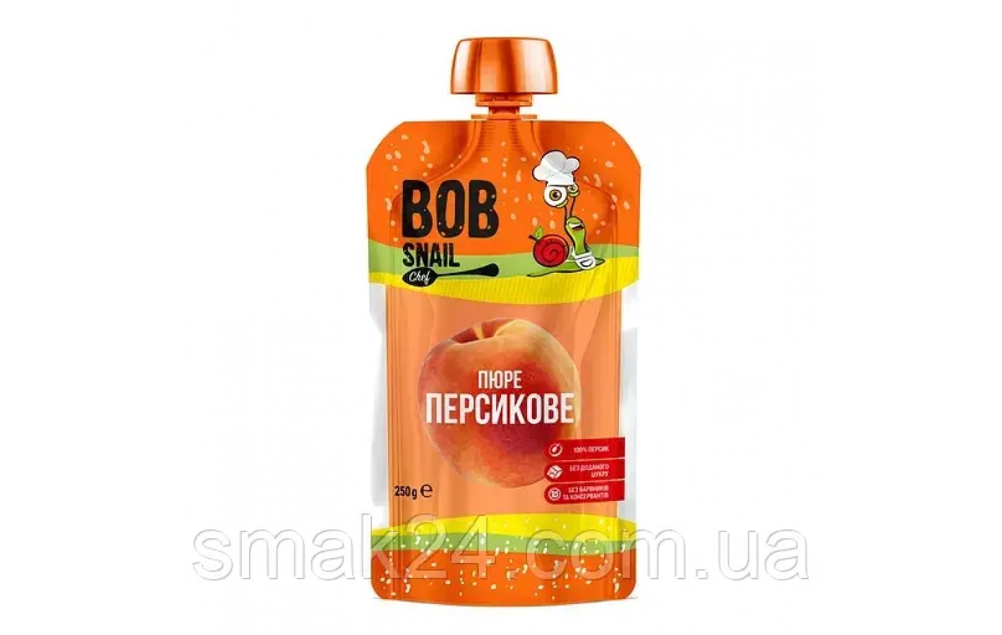 Пюре фруктове Bob Snail  Персик, пастеризоване, 250 г