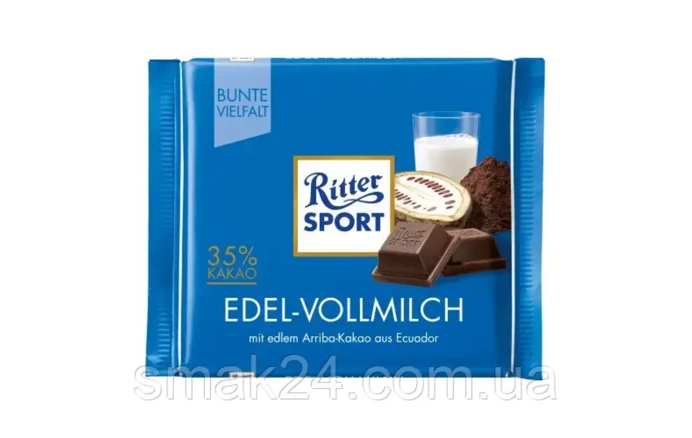 Шоколад молочный 35% какао RITTER SPORT Edel-Vollmilch Германия 100г