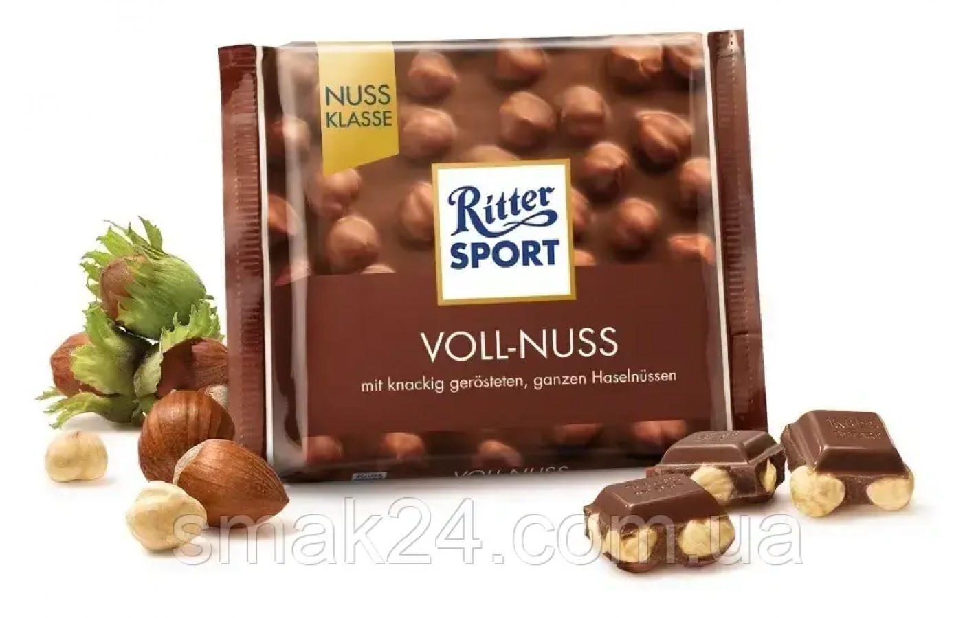 Шоколад молочный Ritter Sport VOLL-NUSS (цельный лесной орех) Германия 100г