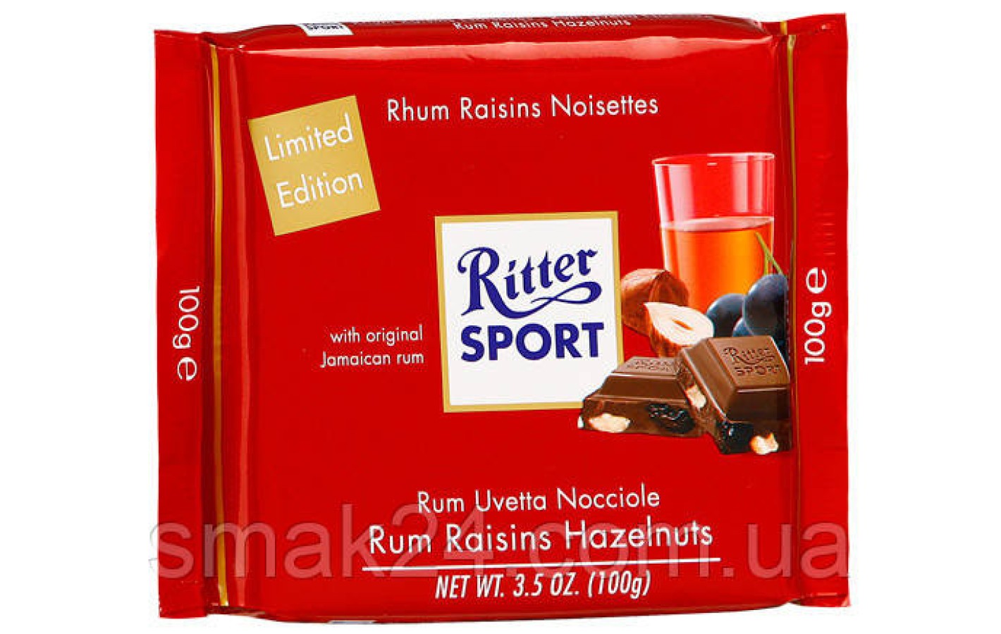 Шоколад Ritter Sport RUM TRAUBEN NUSS (РОМ+ ИЗЮМ+ОРЕХ) Германия 100г