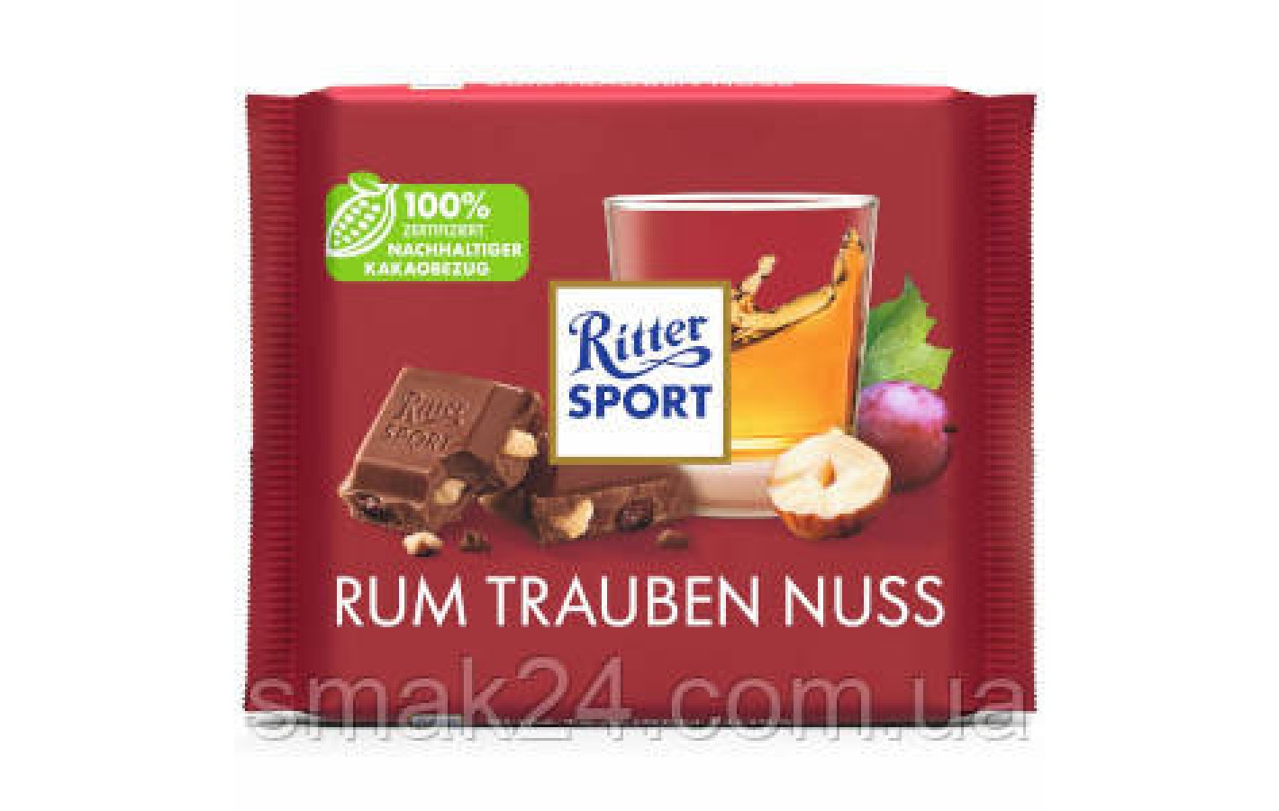 Шоколад Ritter Sport RUM TRAUBEN NUSS (РОМ+ ИЗЮМ+ОРЕХ) Германия 100г
