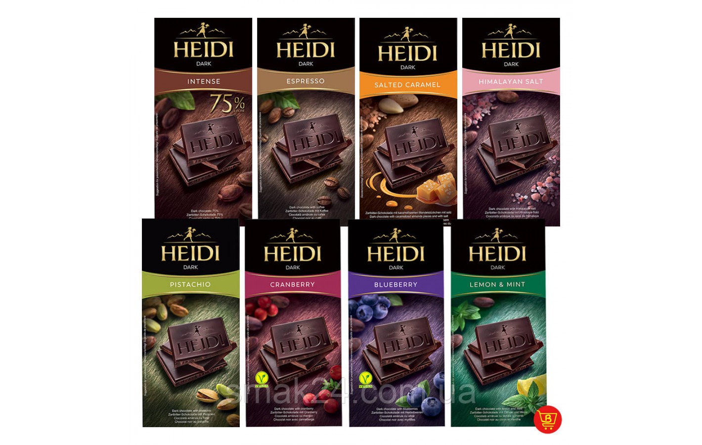Шоколад молочный с карамелью и миндалем 30% какао Heidi Caramel Nuts Almonds 80г Румыния