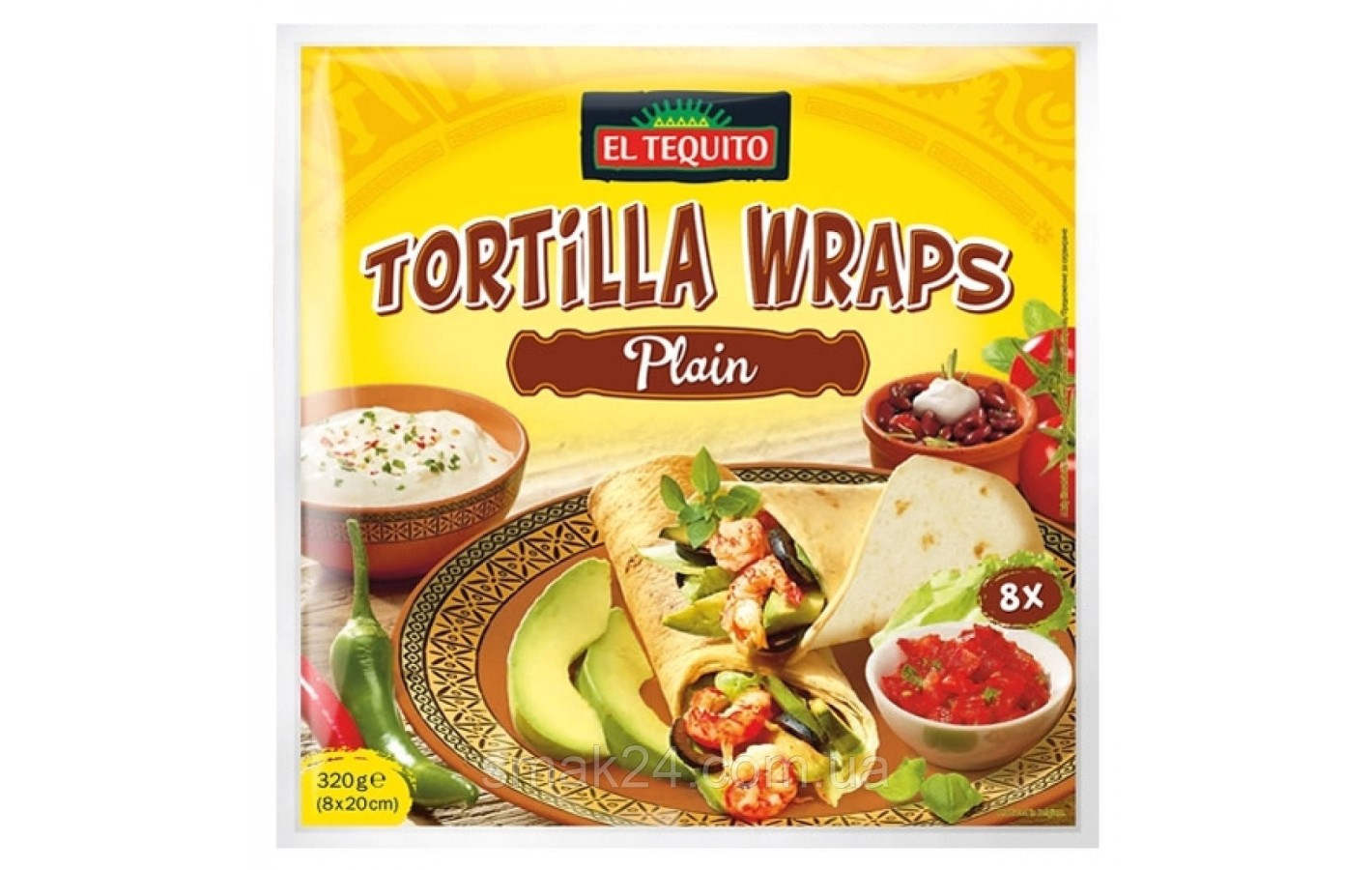 Тортилья из пшеничной муки Tortilly Wraps Plain Vegan El Tequito (8шт) 320г Германия