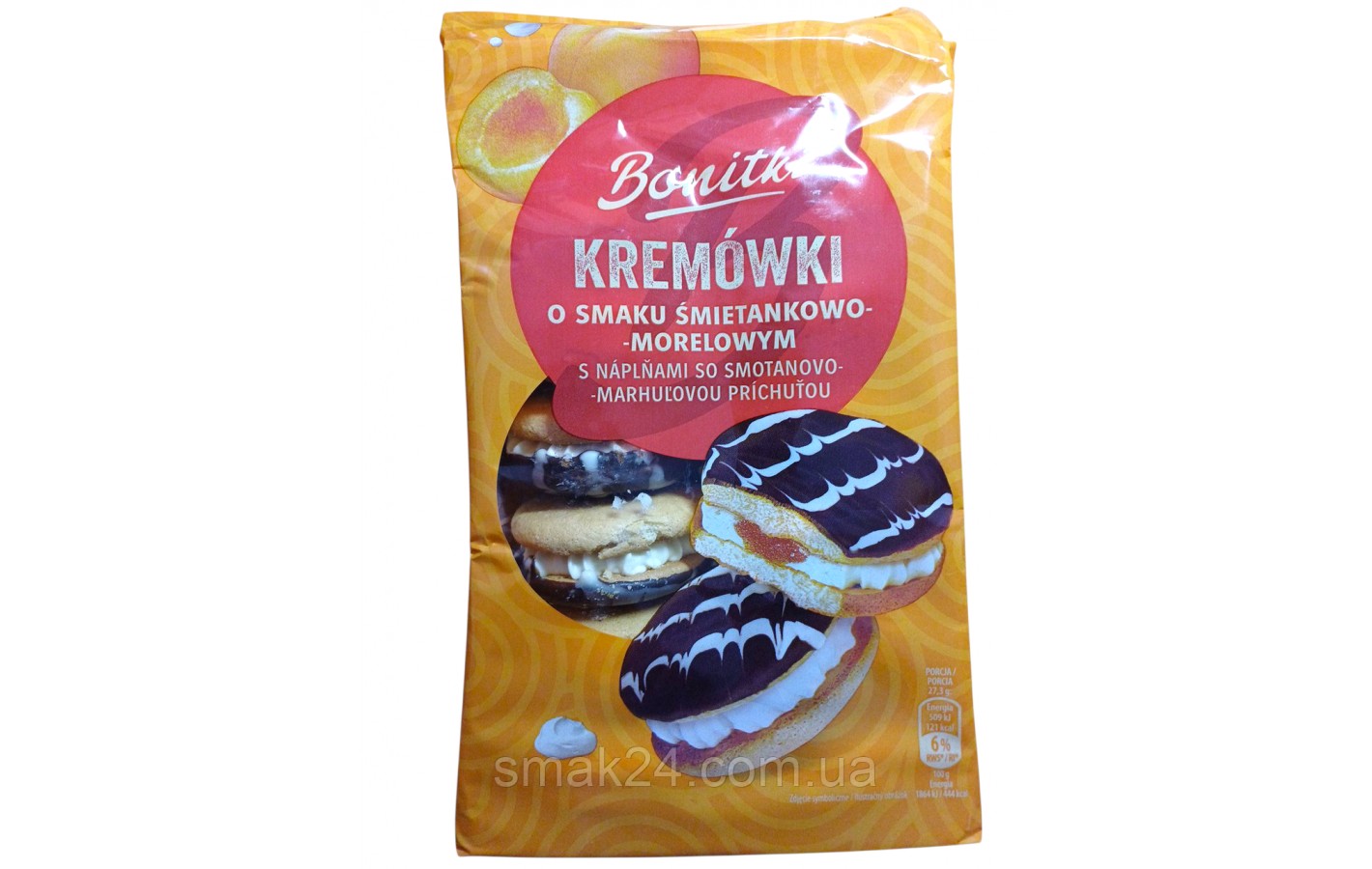 Печенье бисквитное с шоколадным кремом и вишневым джемом Bonitki Kremowki 330г Польша