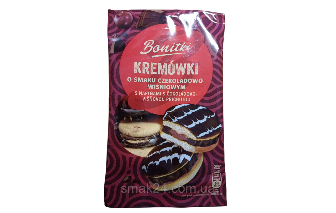 Печенье бисквитное с шоколадным кремом и абрикосовым джемом Bonitki Kremowki 330г Польша