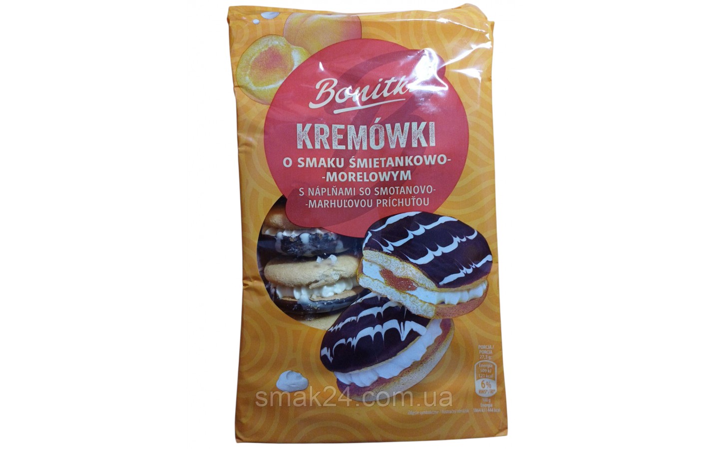 Печенье бисквитное с шоколадным кремом и абрикосовым джемом Bonitki Kremowki 330г Польша